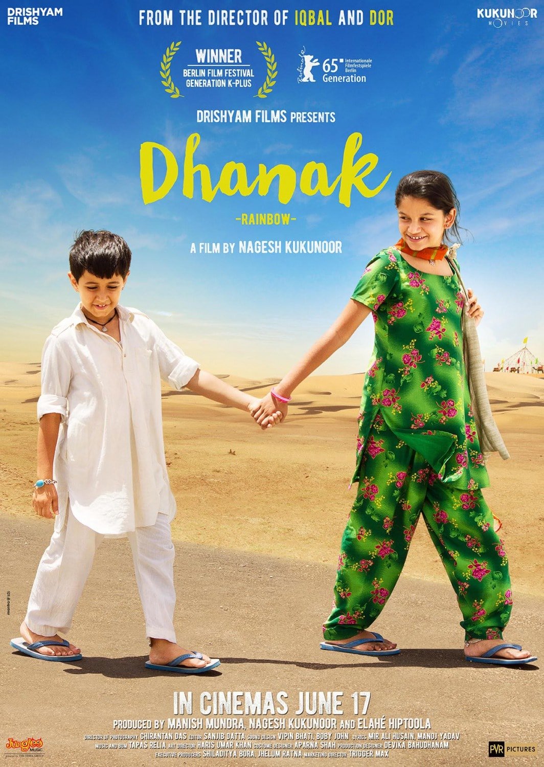 Dhanak (2015)Nagesh Kukunoor's Dhanak follows siblings Pari and Chotu on a journey across Rajasthan. Hoping to restore her visually impaired younger brother's eyesight, Pari sets out to meet Shah Rukh Khan, believing he can help. The film beautifully captures childhood innocence, sibling affection and the determination to hold on to hope despite unexpected challenges.